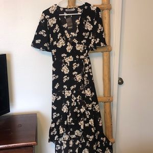 Floral Wrap Dress with ruffle bottom